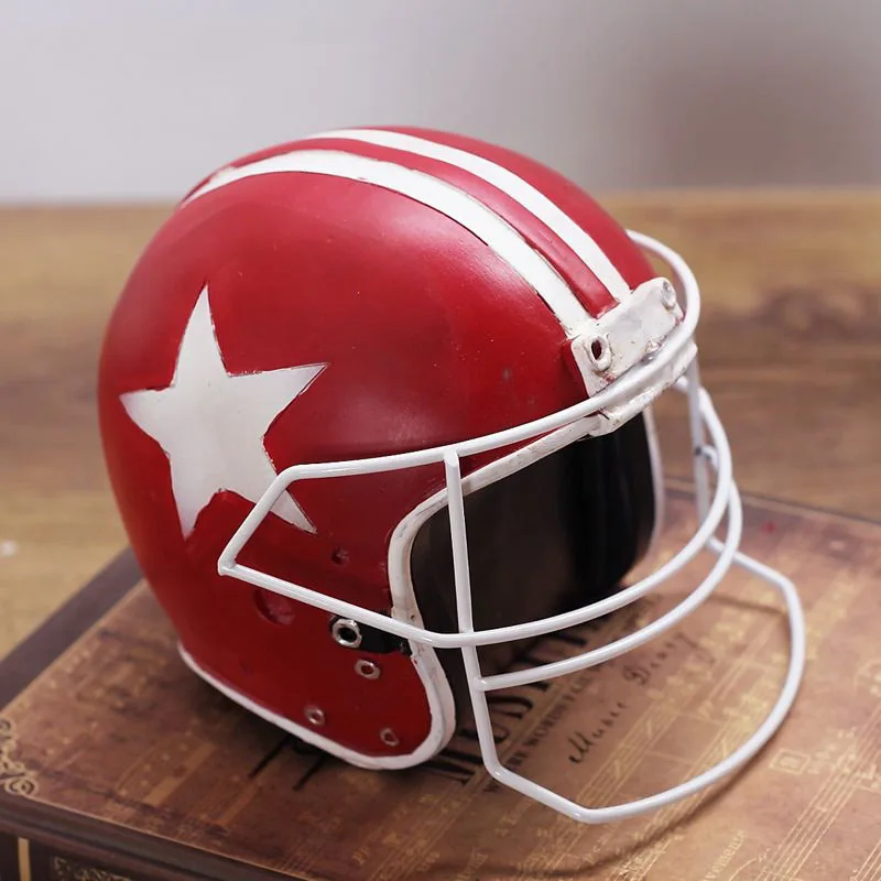 Home Decoration Accessories Retro Motorcycle Football Helmet Creative Resin Crafts Souvenir Gift Shop Window Props