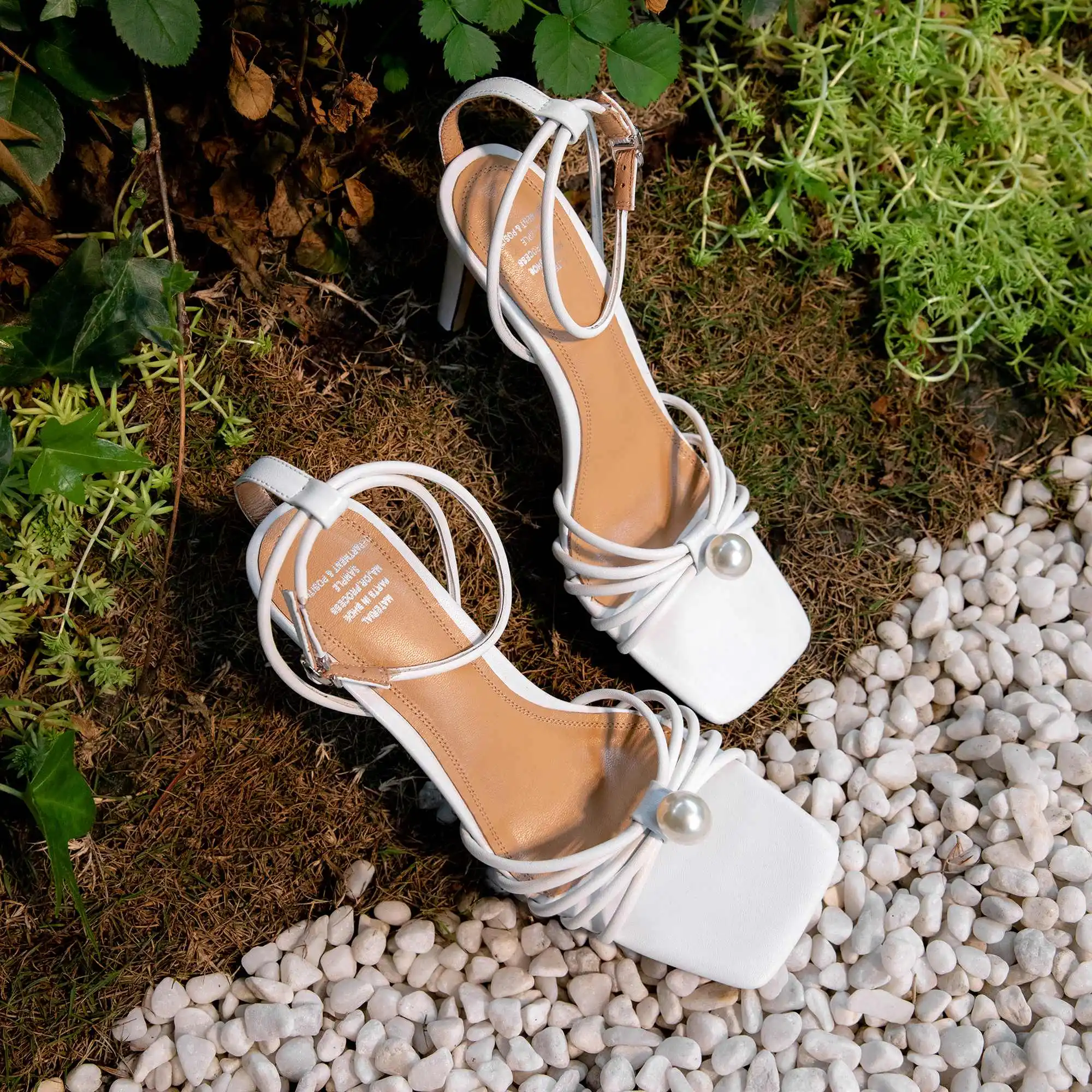 

Krazing Pot genuine leather square toe high heels super high heels fashion mules metal fasteners buckle straps women sandals L57