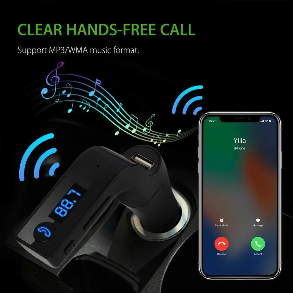 Новый 4 в 1 Bluetooth FM передатчик G7 Автомобильная память Hands free ЖК дисплей AUX модулятор