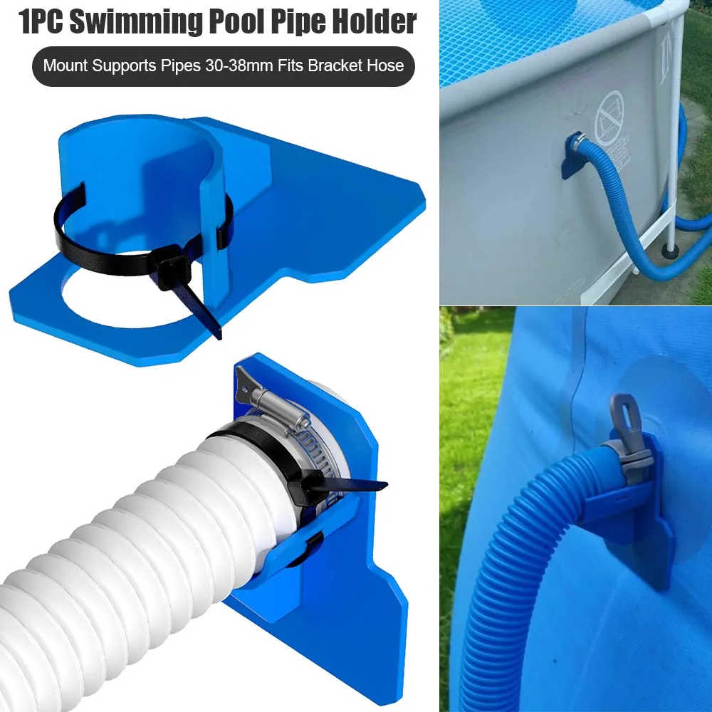 

1PC Swimming Pool Pipe Holder Mount Supports Pipes 30-38mm Fits Intex Bestway Above Ground 32mm 38mm Hose Outlet with Cable Tie
