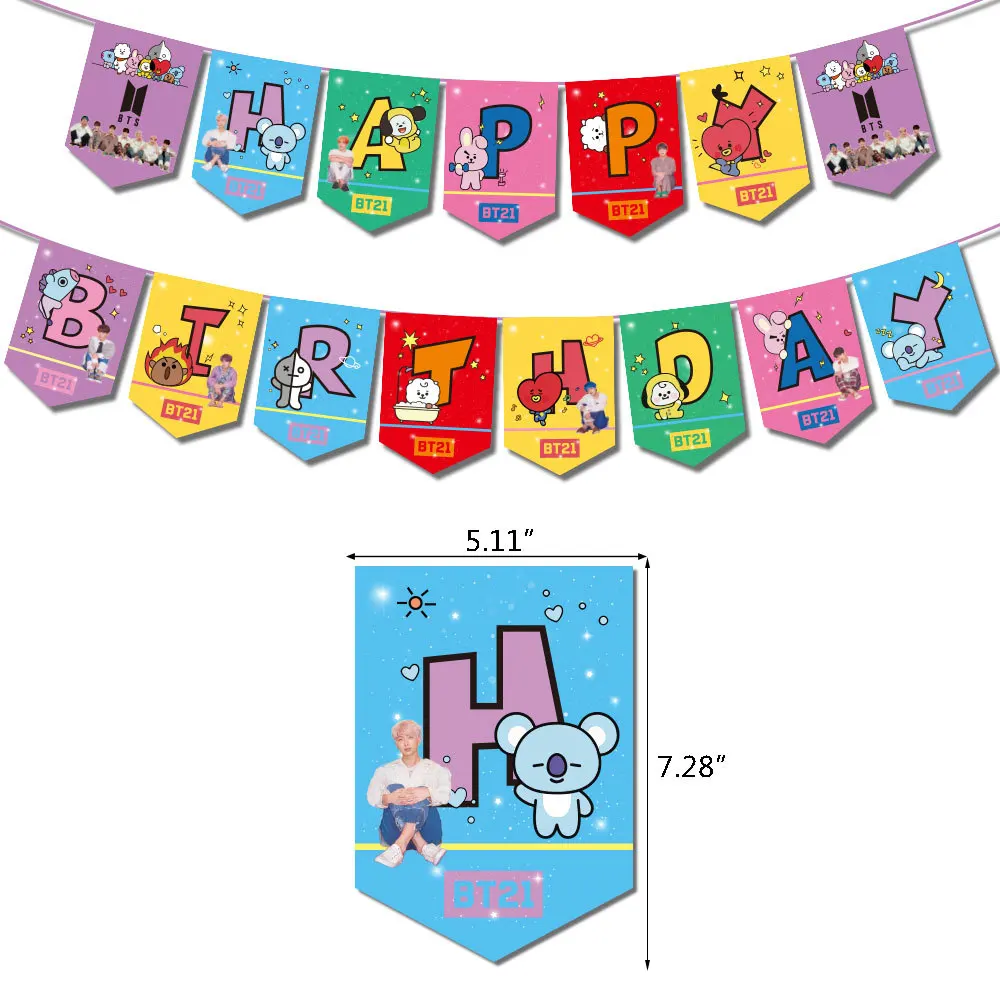 Decoraciones de fiesta con tem&aacute;tica de estrella coreana, globos impresos, cartel de feliz cumplea&ntilde;os, adornos de pastel de personaje Streamer, decoraci&oacute;n de fiesta para habitaci&oacute;n de ni&ntilde;os-4