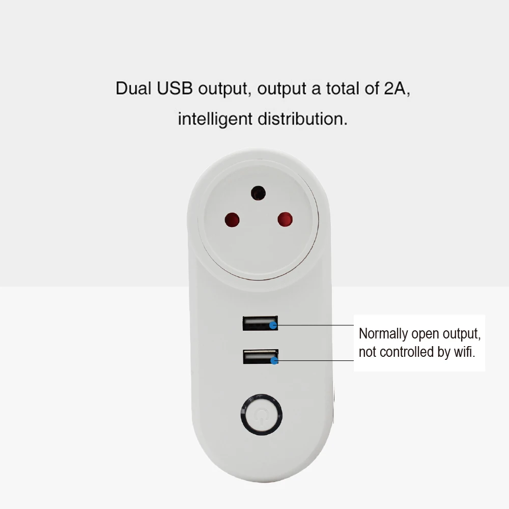 

Smart Life Tuya 16A Israel IL WIFI Plug With Dual USB Socket Voice Control Timer Works Alexa Google Home surge protector
