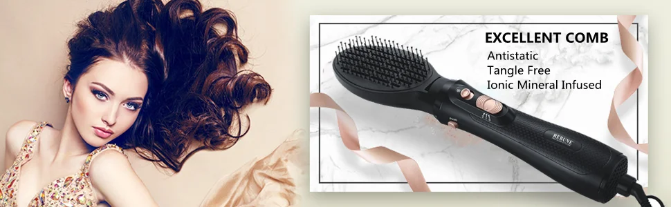 REBUNE hair styler1000 Вт фен RE-2061-2 выпрямитель для волос и бигуди конусная щетка