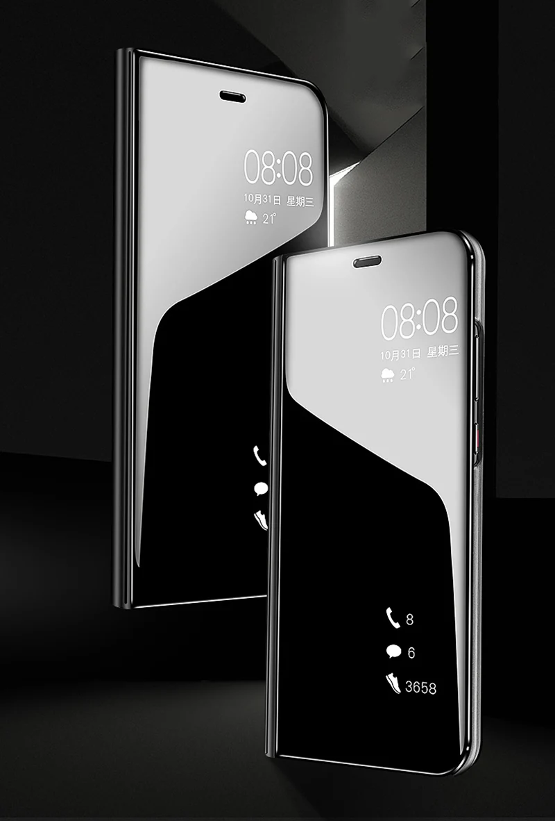 Зеркальный флип-чехол с покрытием для iphone 11Pro Max XR X 8 7 6 6s Plus, тонкий прозрачный чехол с окошком для samsung Galaxy S8 S7 S6 A7 A5