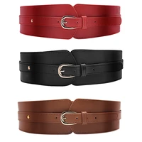 ladies wide belt elastic vintage buckle leather belt wide fashion wild pin buckle womens waist belt