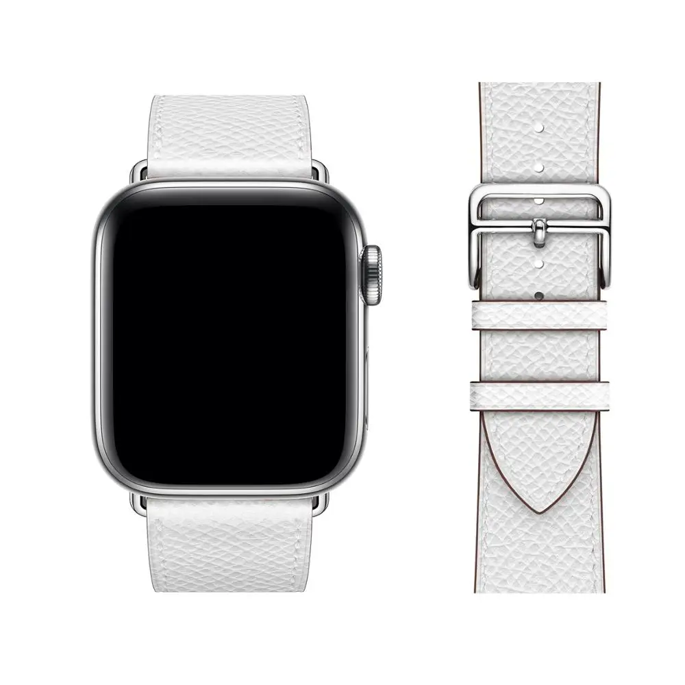 White Наручных часов iWatch, ремешок из натуральной кожи сменный ремешок совместим с Apple Watch серии 1/2/3, 42 мм, 38 мм, версия наручных часов iwatch, ремешок Watch series 4 40 мм 44 мм - Цвет ремешка: White