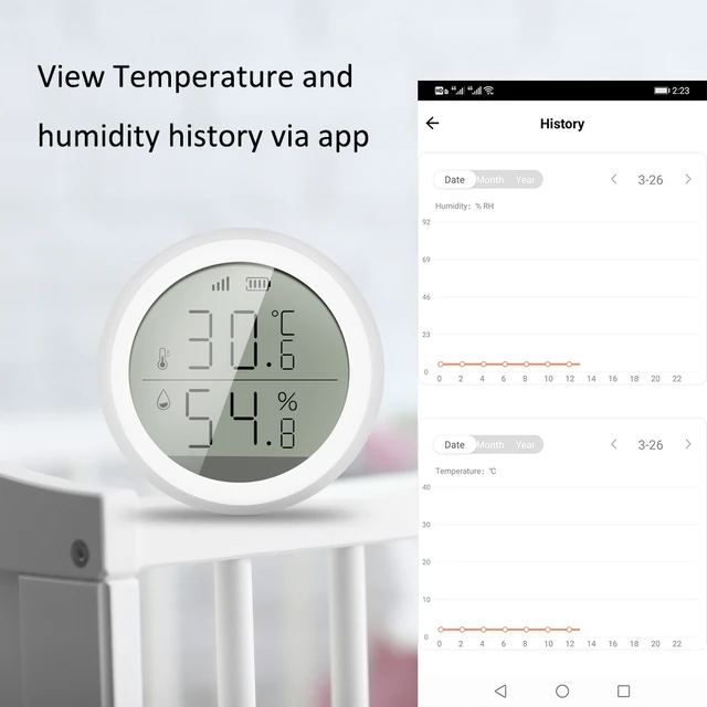 Tuya ZigBee Smart Home Temperature And Humidity Sensor With LED Screen Works With Google Assistant and Tuya Zigbee Hub 3