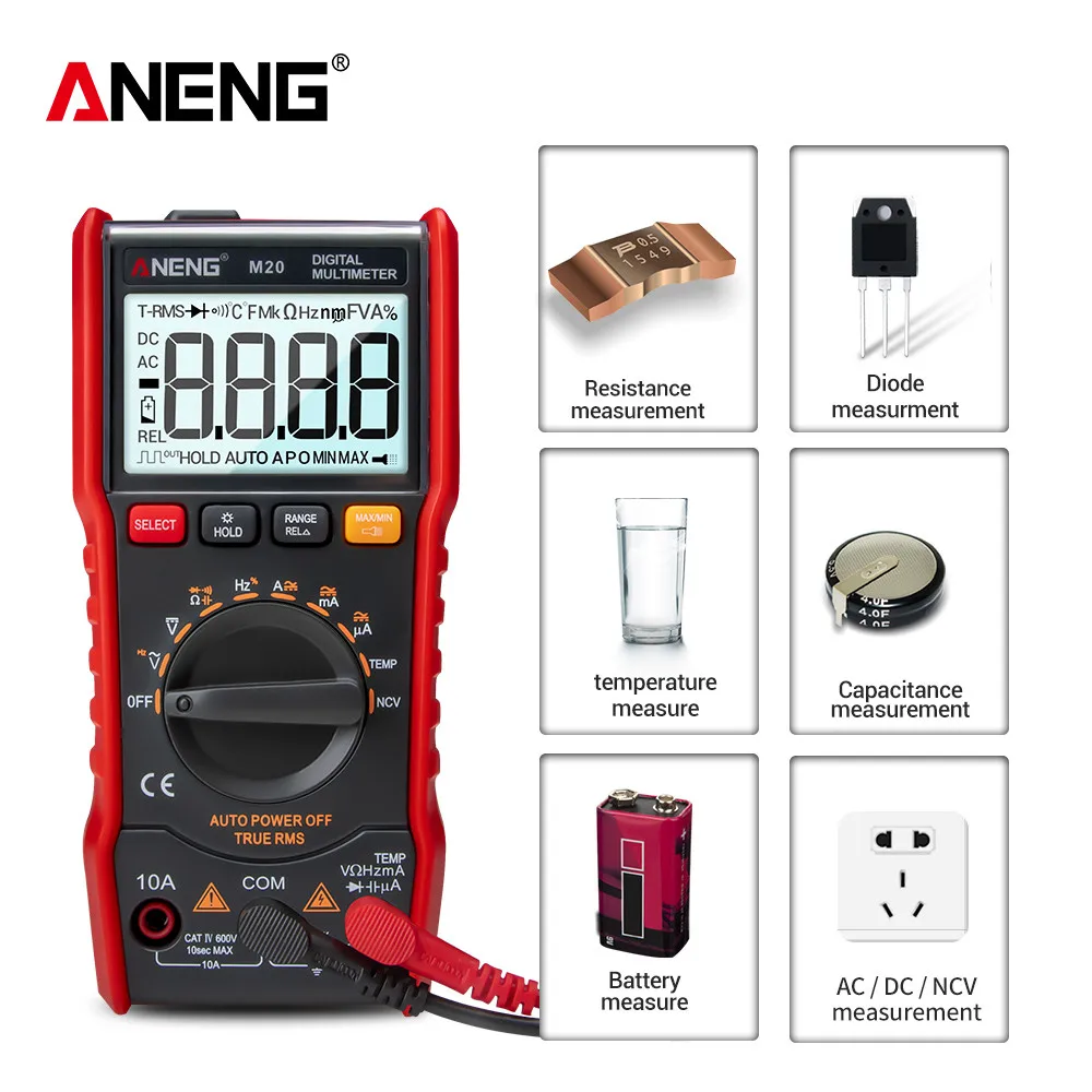 

ANENG M20 Digital Multimeter 6000 counts tester esrmeter multimetro analogico digital profissional With Backlight AC/DC Ammeter