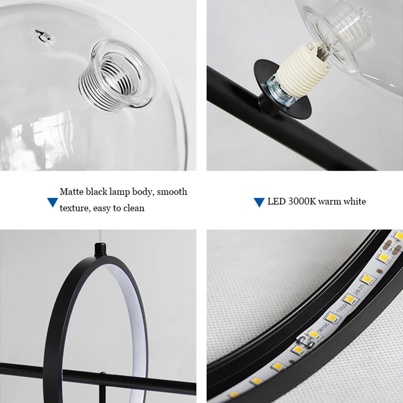 Современная креативная металлическая люстра с 7/10 прозрачными стеклянными