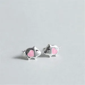 Новое поступление милые темпераментные розовые серьги-гвоздики с поросенком из стерлингового серебра 925 пробы с милым животным, изысканный популярный подарок SE910