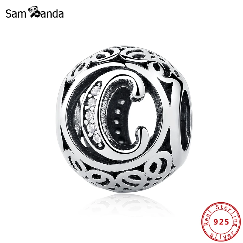 Charms 925 Sterling Silver Original Alphabet Letter Beads Charm Fit Bracelets Women Diy Crystal Jewelry Making Love Gift | Украшения и