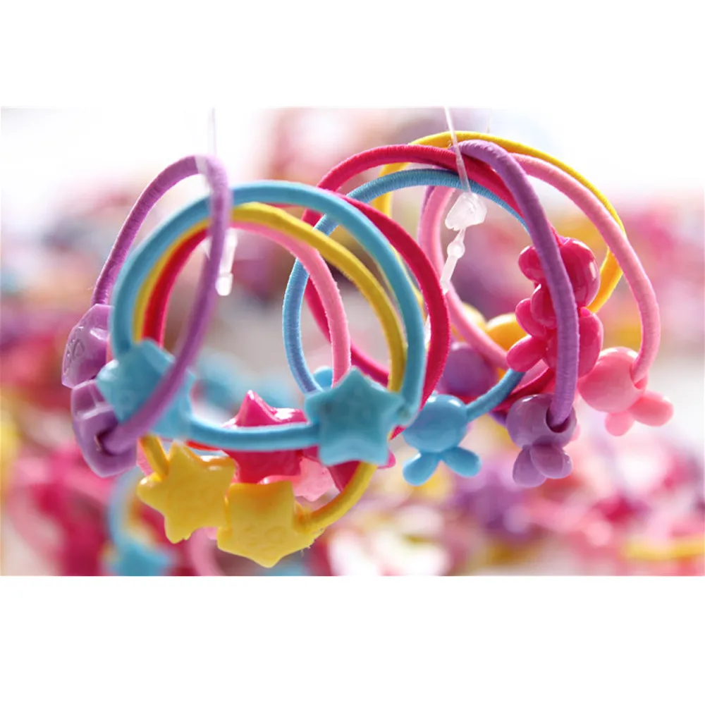 50 шт. Детские двойные бусины с мультипликационным принтом маленькие резинки для