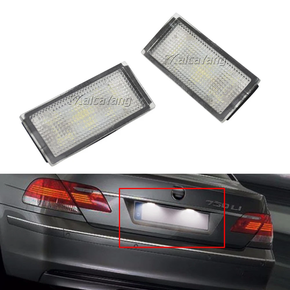 

2Pcs No Error License Plate Number Lamp White Auto Canbus LED Light For BMW 7-Series E65/E66 2006 2007 2008