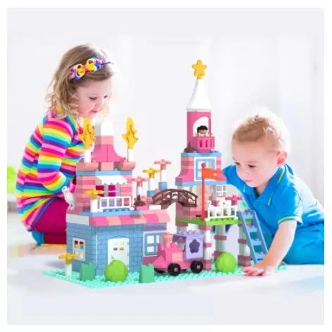 Замок принцессы розовый из кубиков игрушка сделай сам для девочек дом большого