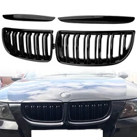 car front bumper kidney grilles double line racing grill gloss black for bmw 4 doors e90 e91 3 series 318 320 325 330i 2005 2008