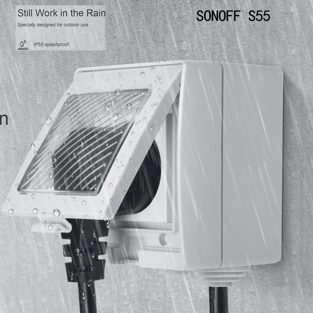 SONOFF S55 водонепроницаемый IP55 Wifi умная розетка переключатель умный WiFi дом