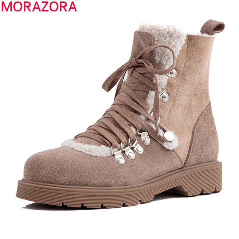 Женские ботильоны на шнуровке MORAZORA черные из натуральной кожи низком каблуке с