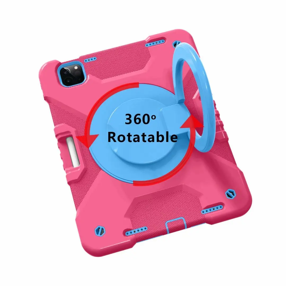 

Tablet Case For iPad Air 4 10.9 Funda silica gel Rotating Bracket Shell For ipad Pro 11 2018/2020 With Pen Slot & Shoulder Strap