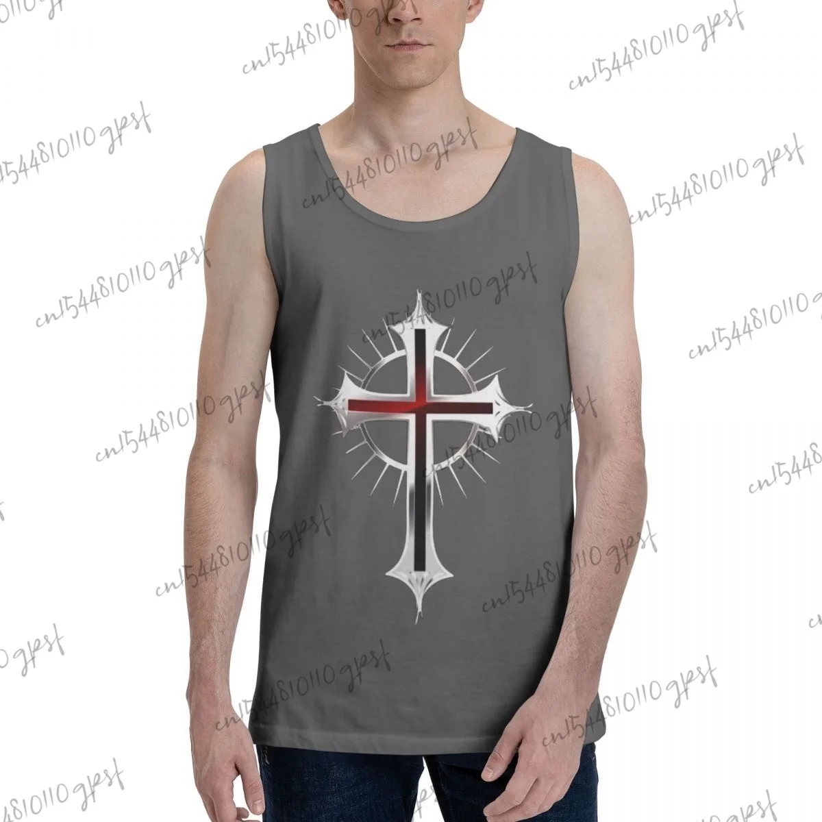 

100% cotton ropa Cross Christianity Men's Tank Top Shirt Deep Heather clothing