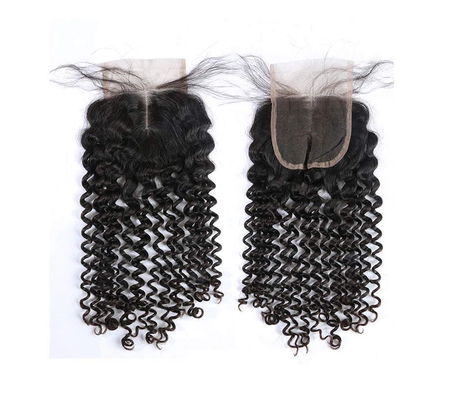Али queen hair Экстра Pro. Соотношение 10A Кружева Закрытие бразильского Виргинские человеческих волос глубокая волна 4x4 кружева закрытие часть/средняя часть