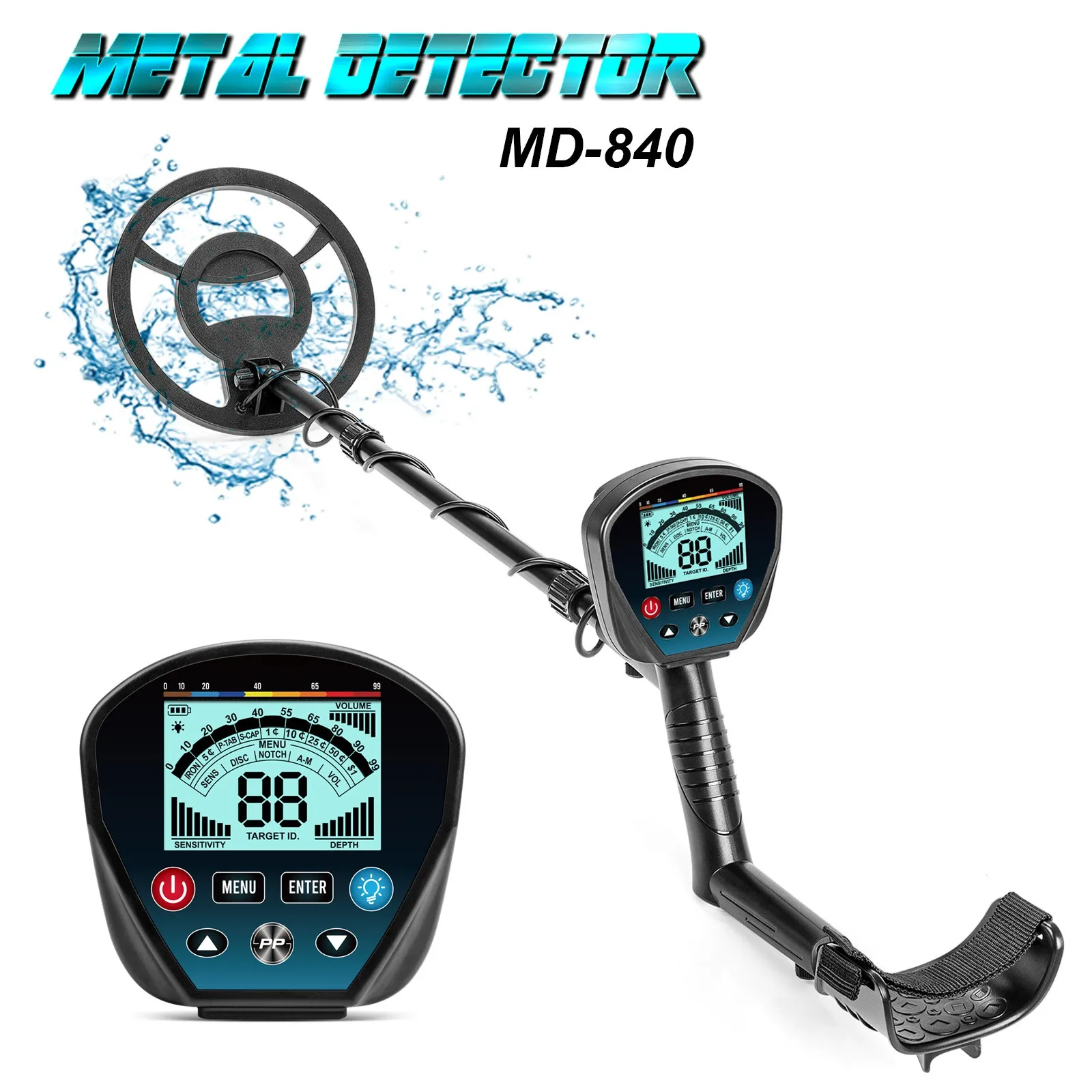 Профессиональный металлоискатель MD840 водонепроницаемый подземный