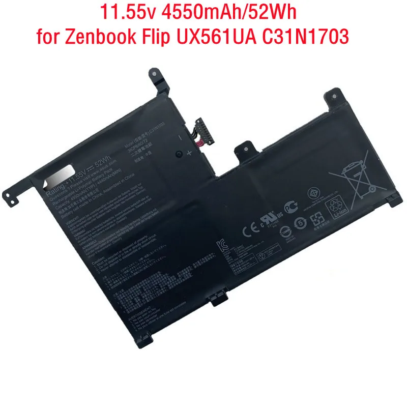 

11,55 в 52 Втч подлинный C31N1703 флип-книга Аккумулятор для ноутбука Asus Zenbook Q525U Q525UA UX561UA Q505UA UX561UN