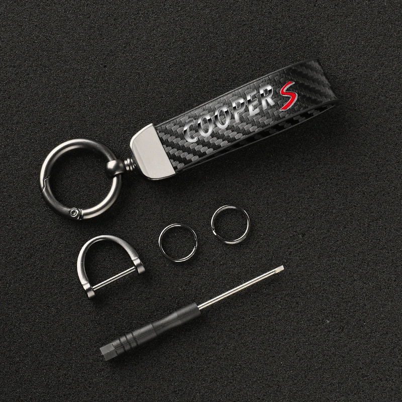 

Carbon fiber sports Car KeyChain 360 Degree Rotating Horseshoe Key Rings For Mini Cooper S R55 R56 R50 R53 R60 F55 F56 car