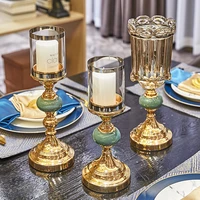 romantic pillar candle holder metal modern nordic luxury dinning table candle holders rustic wedding porta velas home decor 60