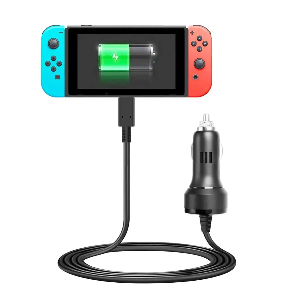 XRHYY High Speed Car Charger For Nintendo Switch Portable USB Type C Charging Cable For Nintendo Switch ( Black )