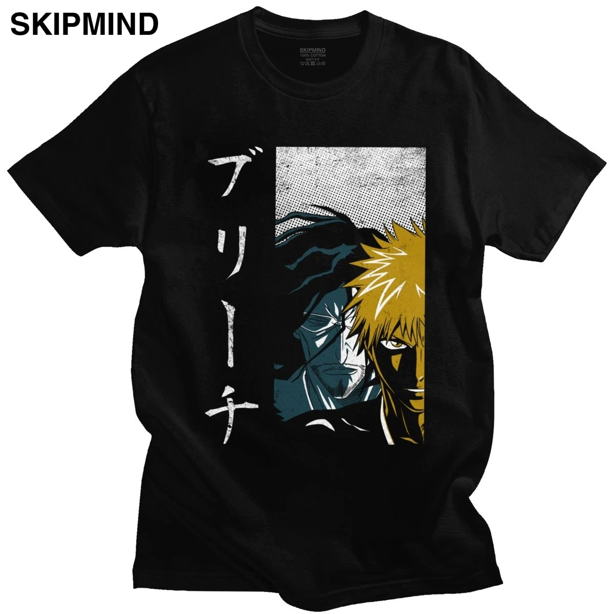 

Anime Bleach T Shirts Men Short Sleeve Pure Cotton Tee Crew Neck Casual Ichigo Kurosaki Anime Manga Shinigami T-shirt Merch Gift