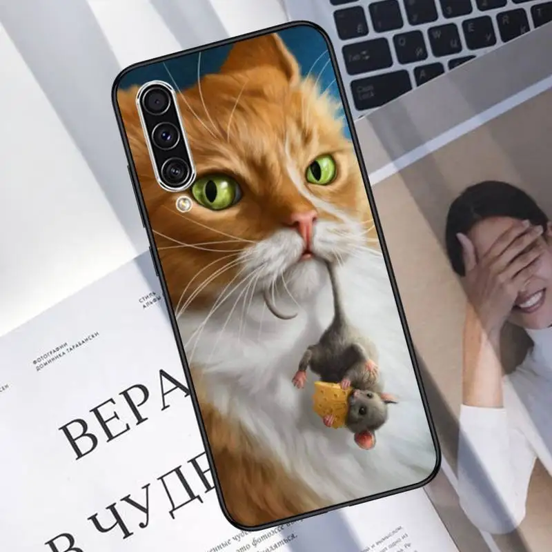 

cute cat Phone Case For Samsung A20 A30 30s A40 A7 2018 J2 J7 prime J4 Plus S5 Note 9 10 Plus