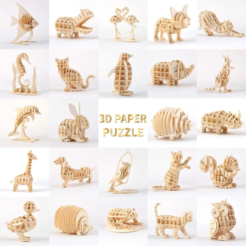 

Лазерная резка 3D бумажные Пазлы игрушки маленькие животные морские организмы наборы моделей для сборки настольные украшения головоломки и...