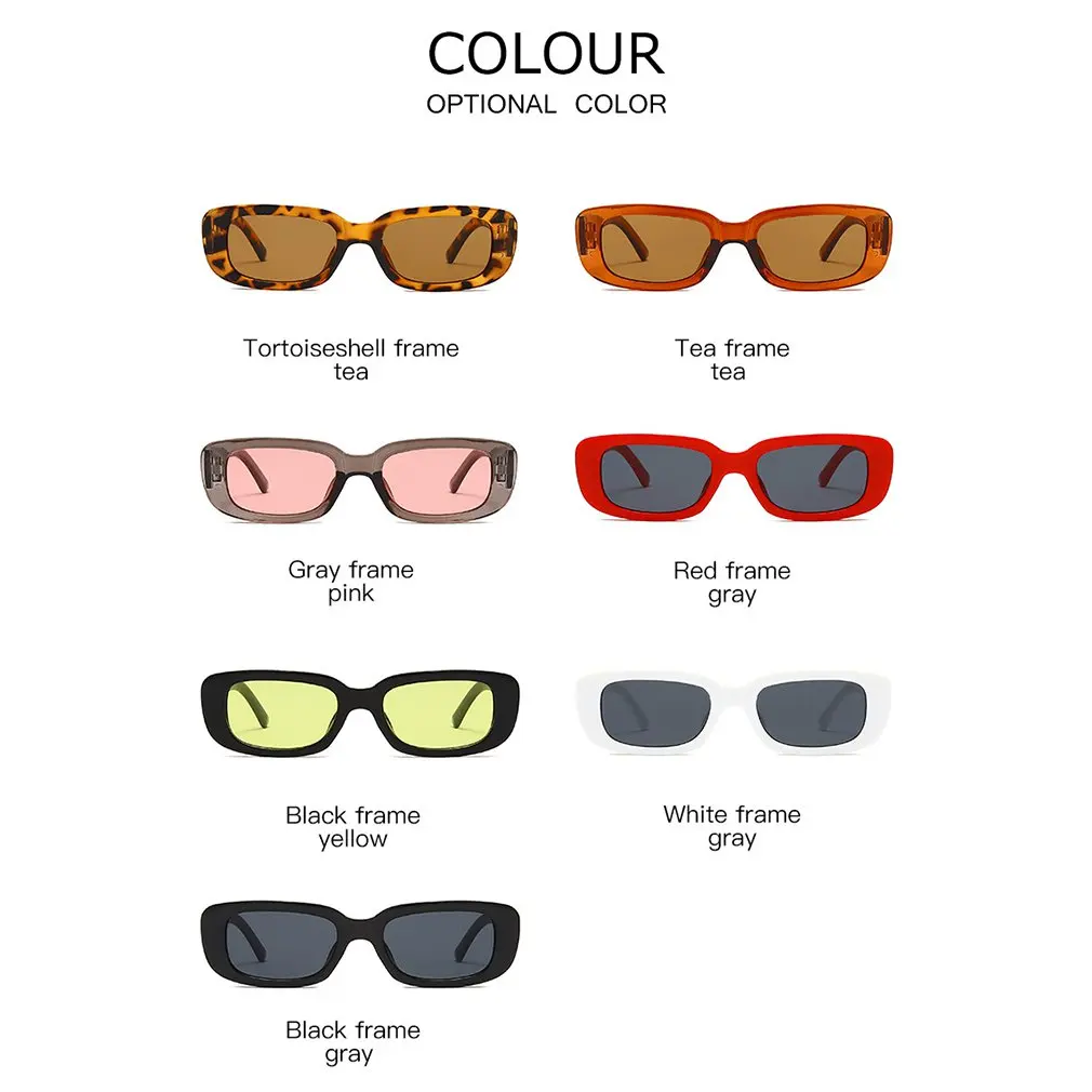 

1Pcs European And American Classic Portable Vintage Retro Square Travel Rectangle Small Sunglasses Women