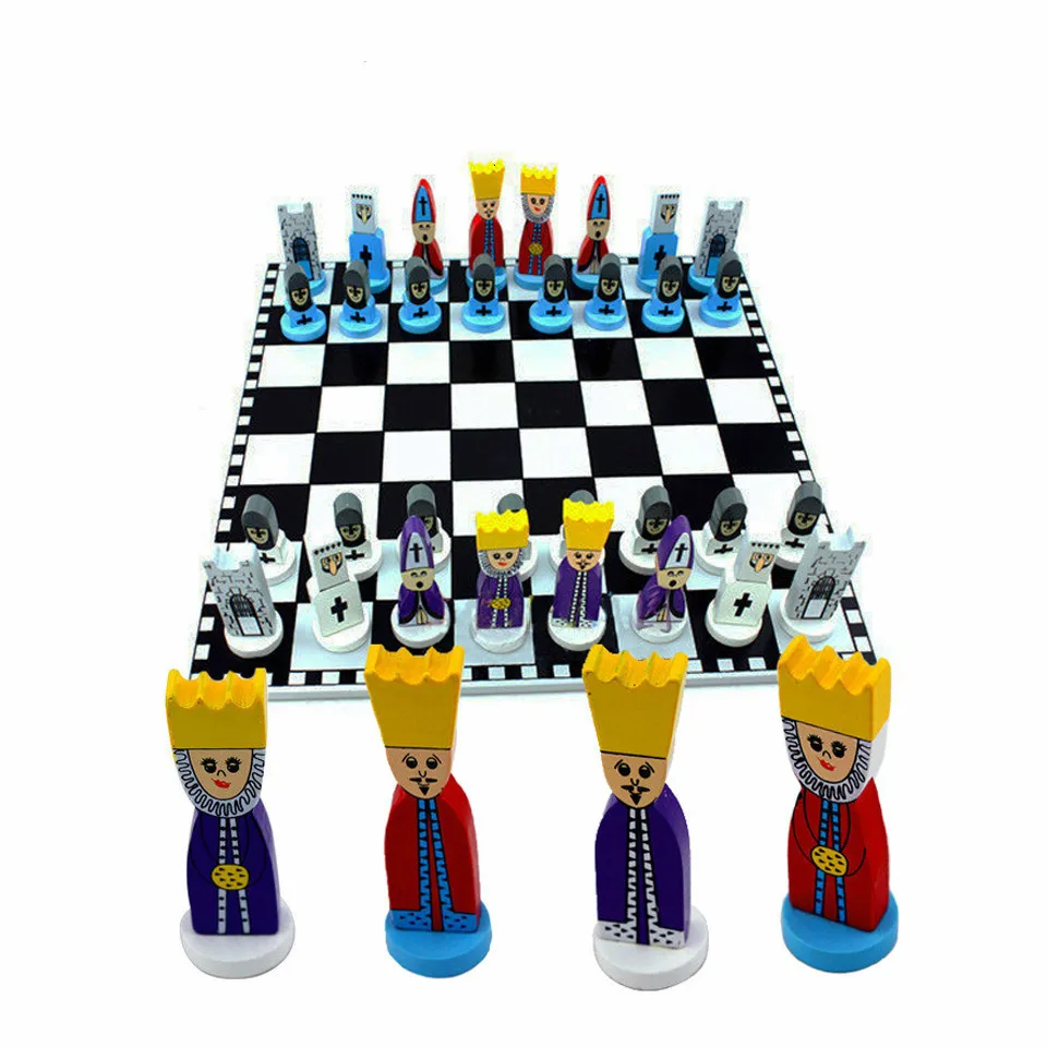 Cartoon Chessman Wooden Chess Set Game Of International Chess Folding Chessboard And Chess Pieces Souptoy Toy Birthday Gift Game