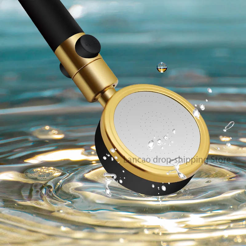 Насадка для душа высокого давления с кнопкой включения/выключения вращается на