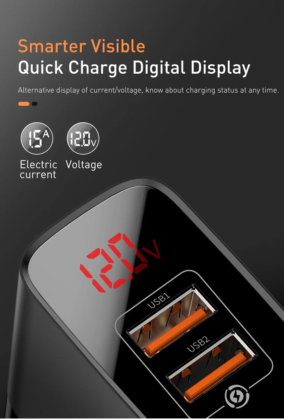 Baseus USB зарядное устройство Быстрая зарядка 3,0 для iPhone samsung huawei 18W Быстрое настенное зарядное устройство цифровой дисплей телефон зарядное устройство адаптер