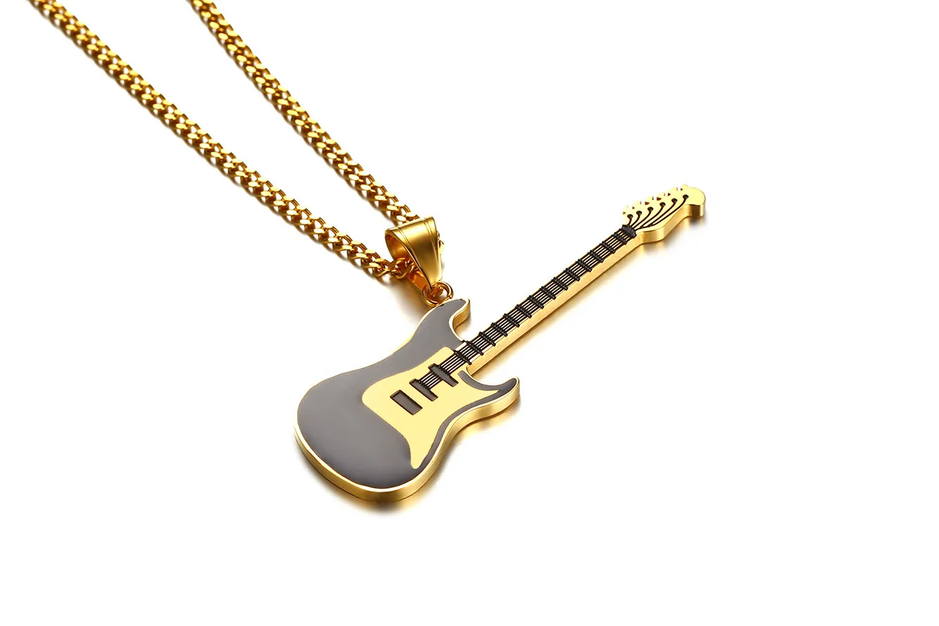 

FXM CCN67 stainless steel necklace hot sell popular single women 72mm red blue black Guitarlover gift women jewelry