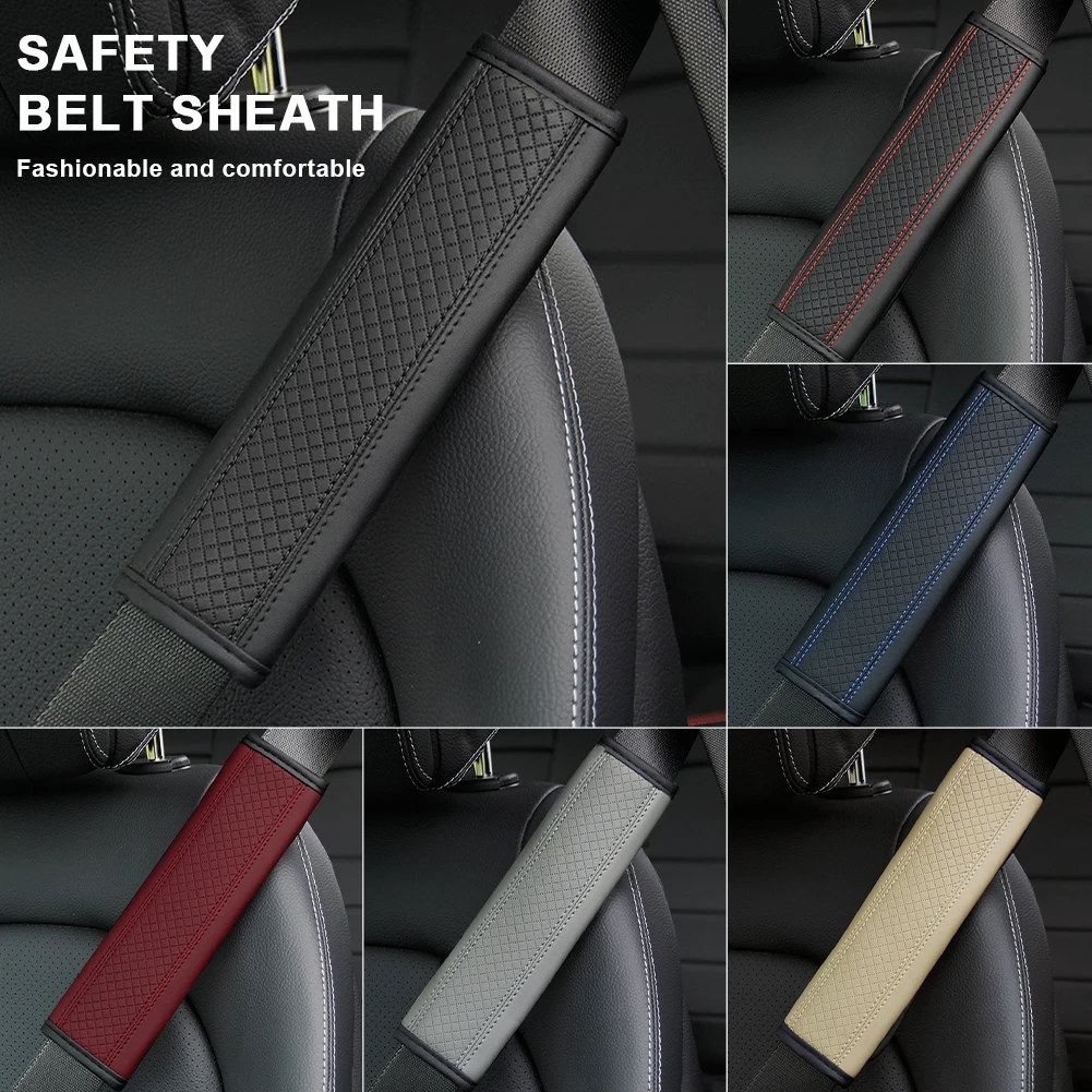 

Car Styling Universal Car Seat Belt Cover PU Leather Breathable Safety Belt Cover Shoulder Cushion Strap Interior For BMW