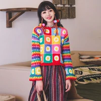 tiyihailey free shipping 2021 high quality full sleeve spring and autumn short sweaters colorful tops hand made knitted crochet