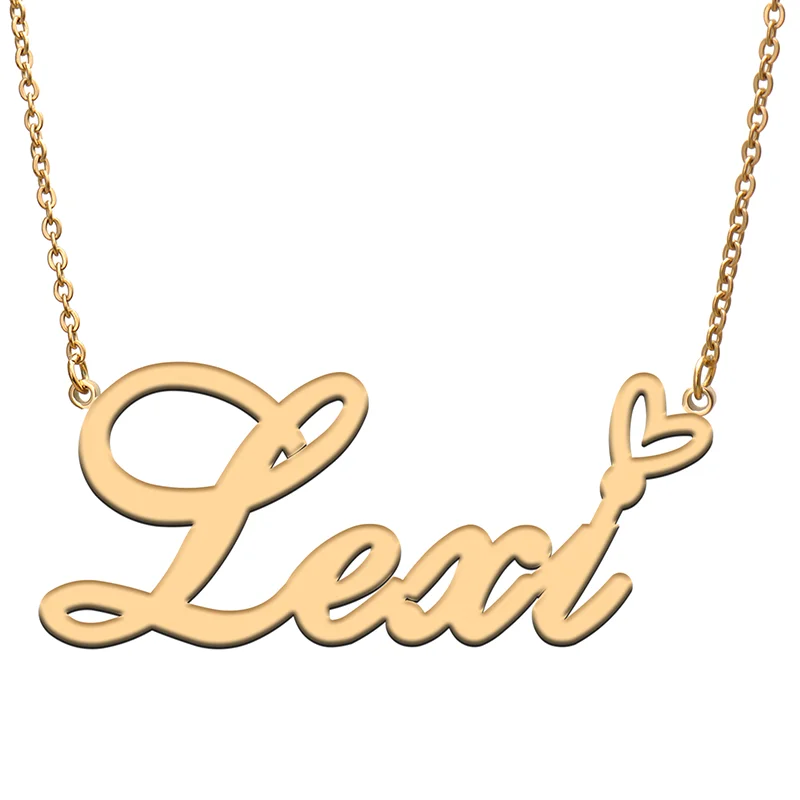 

Lexi Name Tag Necklace Personalized Pendant Jewelry Gifts for Mom Daughter Girl Friend Birthday Christmas Party Present