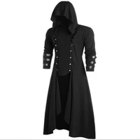 gothic mens trench retro steam men jacket wind cloak coat black men clothing cap cardigan long sleeve coat men