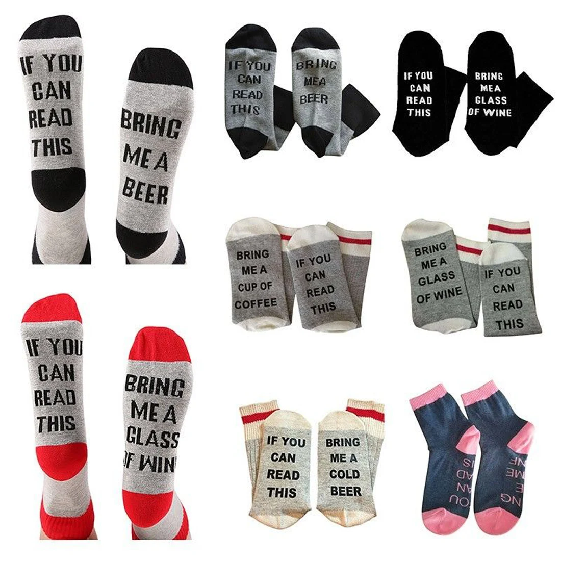 

Women Men Funny Ankle Socks Bring Me A Glass Of Wine Cotton Casual Socks 1 Pairs IF YOU CAN READ THIS Socks Unisex Couple Socks