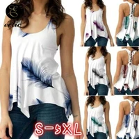 harajuku oversized vetement 5xl femme 2021 feather top irregular t shirt with print sleeveless tshirt dames shirt fashion