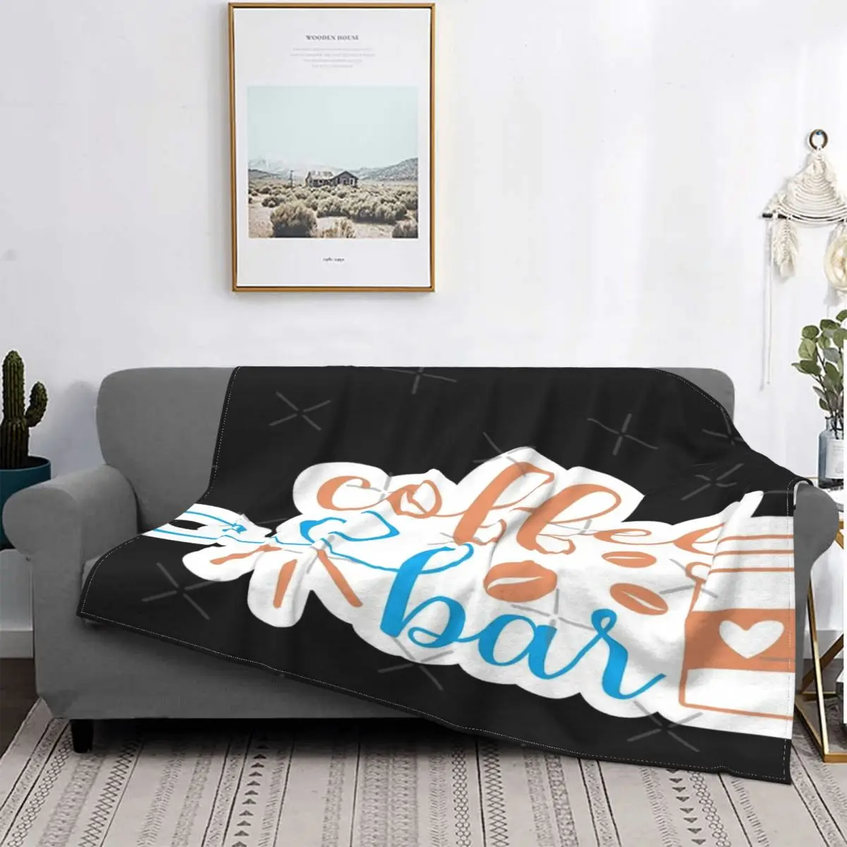 

Coffee Bar-Manta a cuadros para cama, cobertor con capucha, regalo divertido