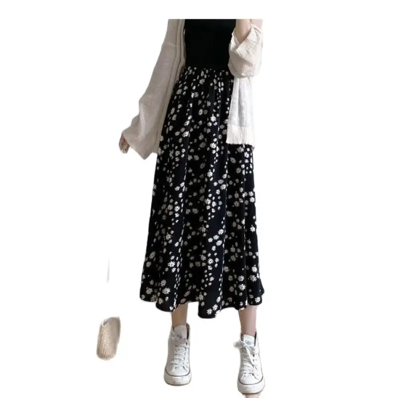 

Women's Summer Medium Length Chiffon Large Floral Skirt