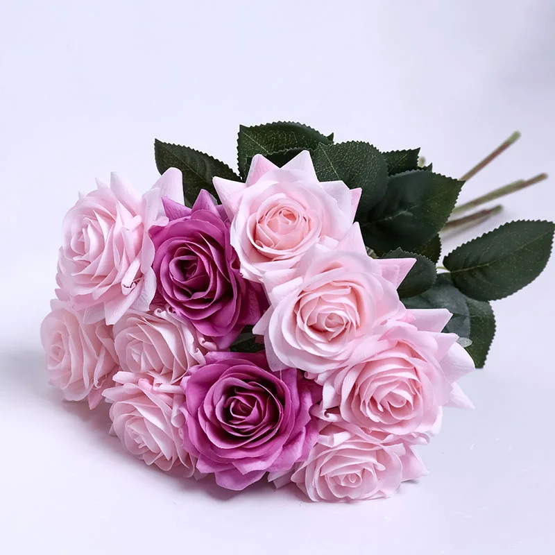 

Free Shipping(11pcs/Lot) Fresh Rose Artificial Flowers Real Touch Rose Flowers Home Decorations for Wedding Party Birthday Gift