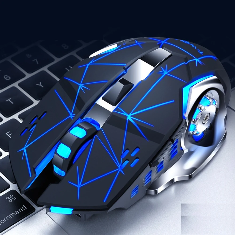 

Wireless Rechargeable Gaming Mouse 6 Buttons Mute Mouse 2400DPI Gamer Mice Optical Computer Mouse Metal Mouse