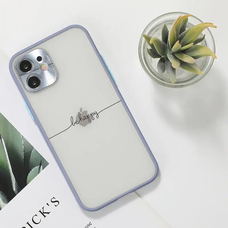 

Love Heart Letter Phone Case For iPhone 12 11 Mini Pro XR XS Max 7 8 Plus X Matte transparent Gray Back Cover