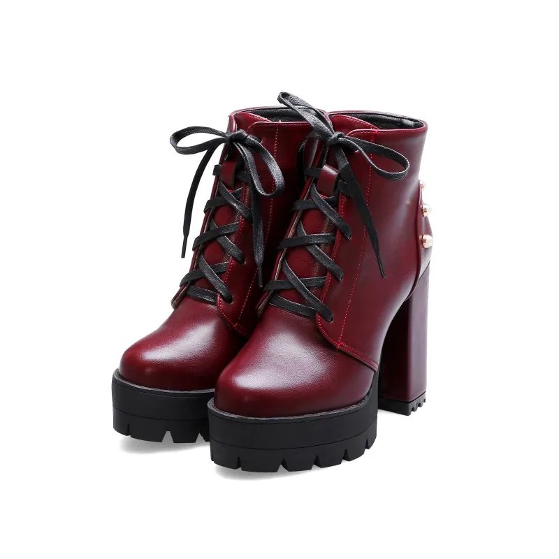 Женские ботильоны с перекрестными ремешками водонепроницаемые ботинки жемчугом