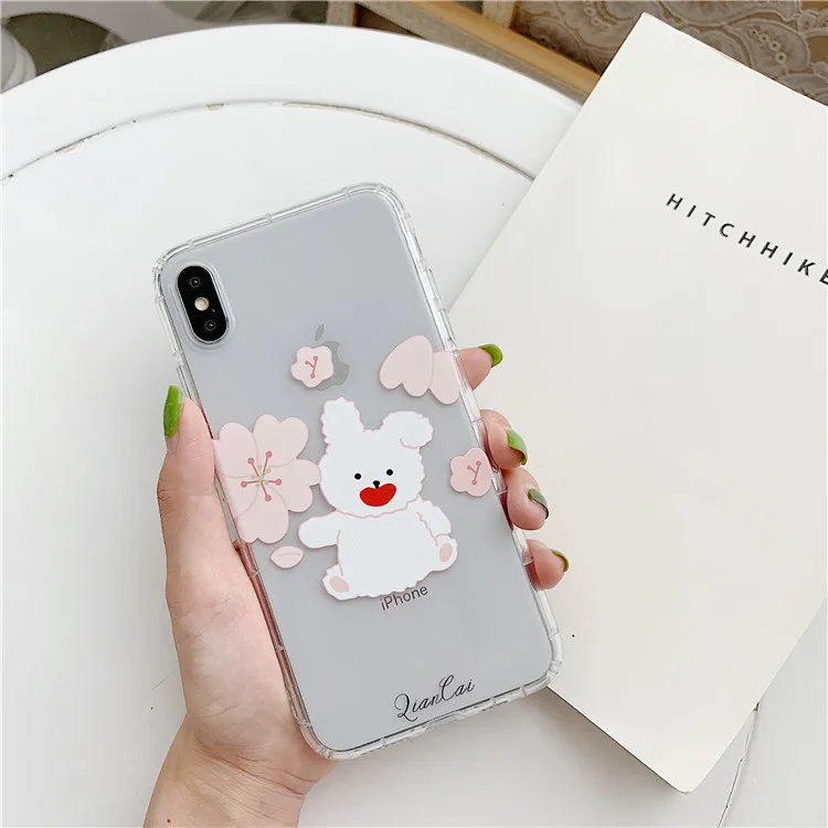 Niceking для iPhone 6, 6s, 7, 8 Plus, X, XR, XS Max, чехол с милым мультяшным медведем, Кроликом, мягкий ТПУ чехол для телефона, для iPhone 11 Pro, Max, чехол